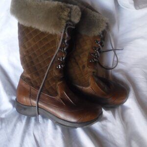 Dansko Brown Womens leather Winter Boots With Fur Size 40 Pre Owned US Size 9.5